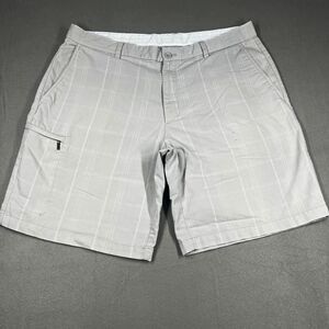 Greg Norman for Tasso Elba Men's Gray Plaid Golf Shorts 38W 12" Flat Front